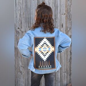 Denim Aztec Print Jacket